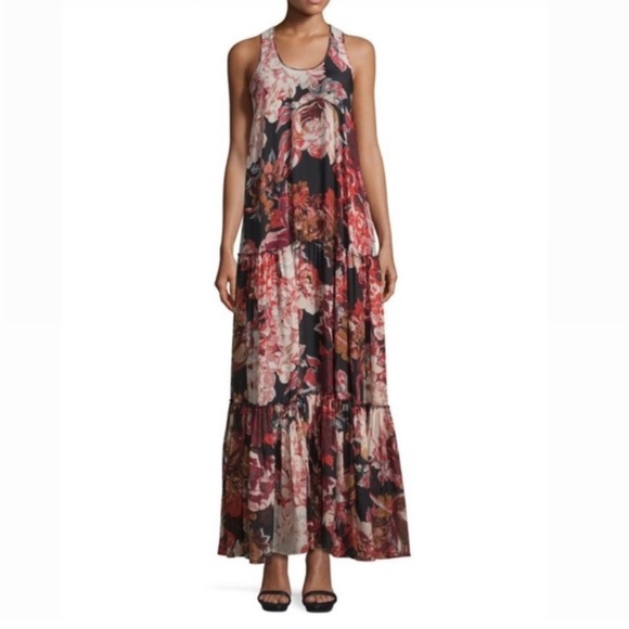 * Elizabeth & James Silk Floral Maxi Dress Size Medium Runway Designer Romantic - Picture 14 of 14
